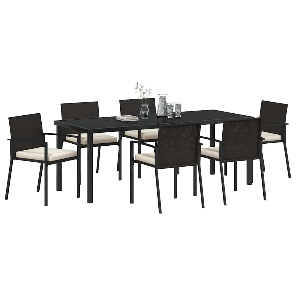 Hage Spisegruppe 7 pcs Svart Pulverlakkert stål