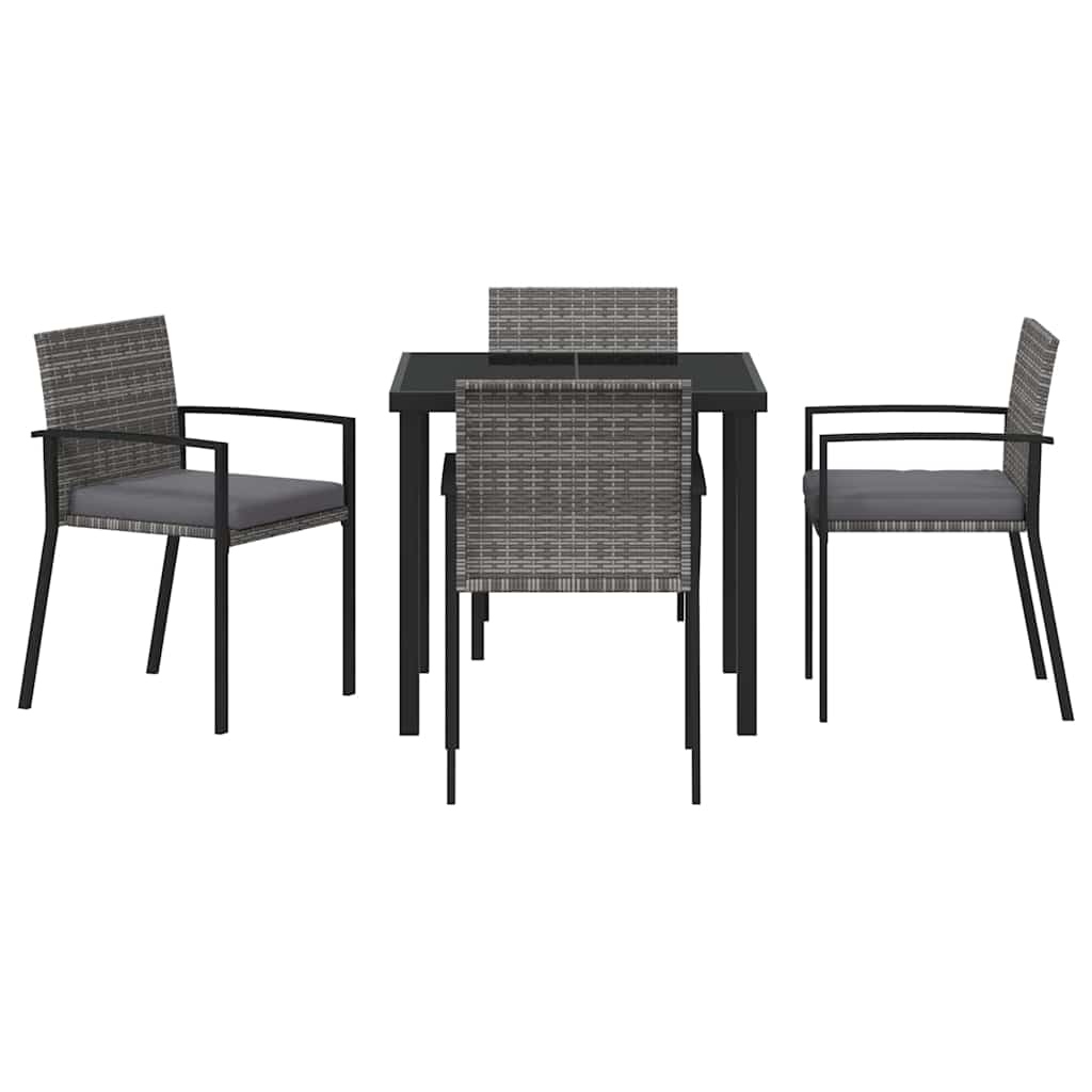 Hage Spisegruppe 5 pcs Grå Pulverlakkert stål