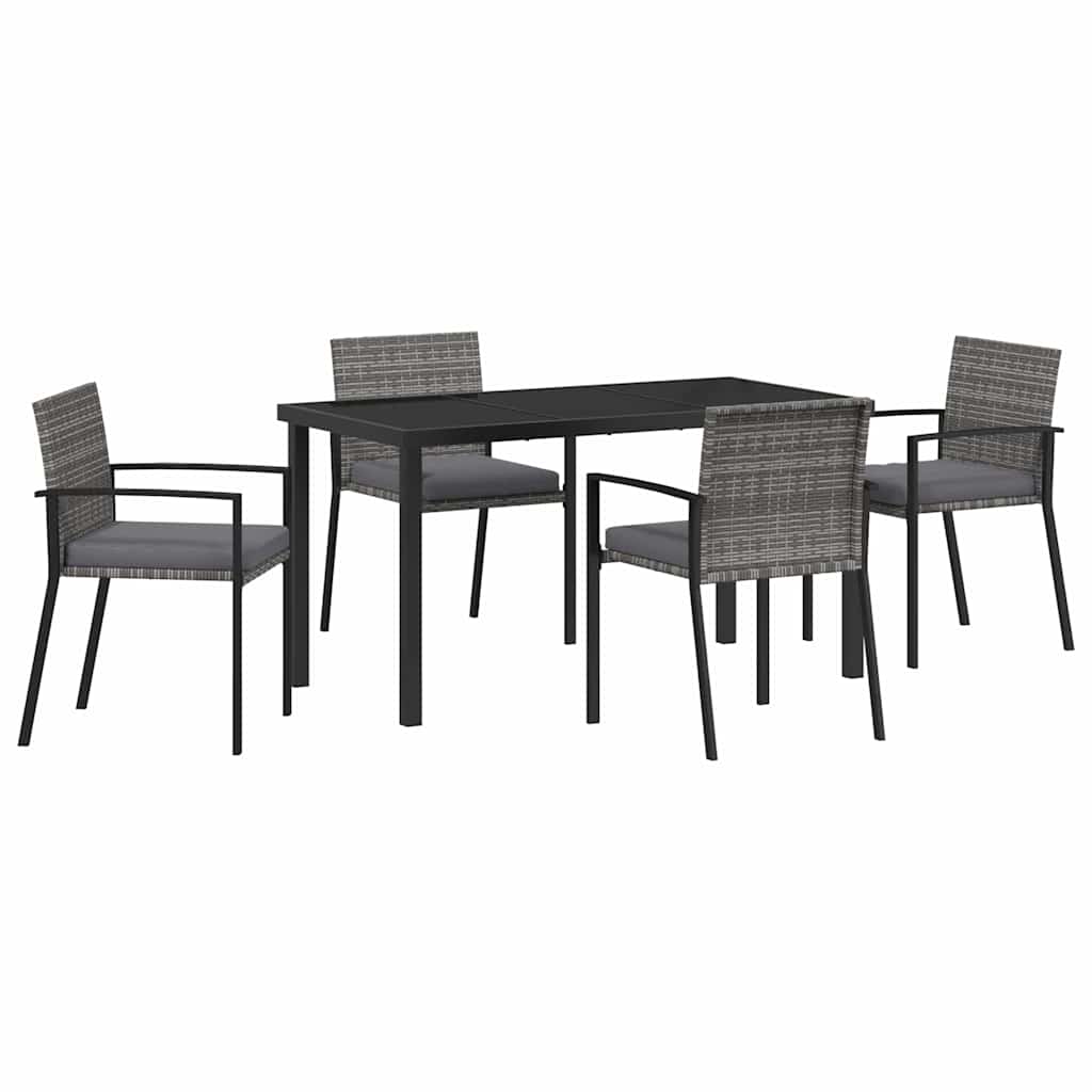 Hage Spisegruppe 5 pcs Grå Pulverlakkert stål