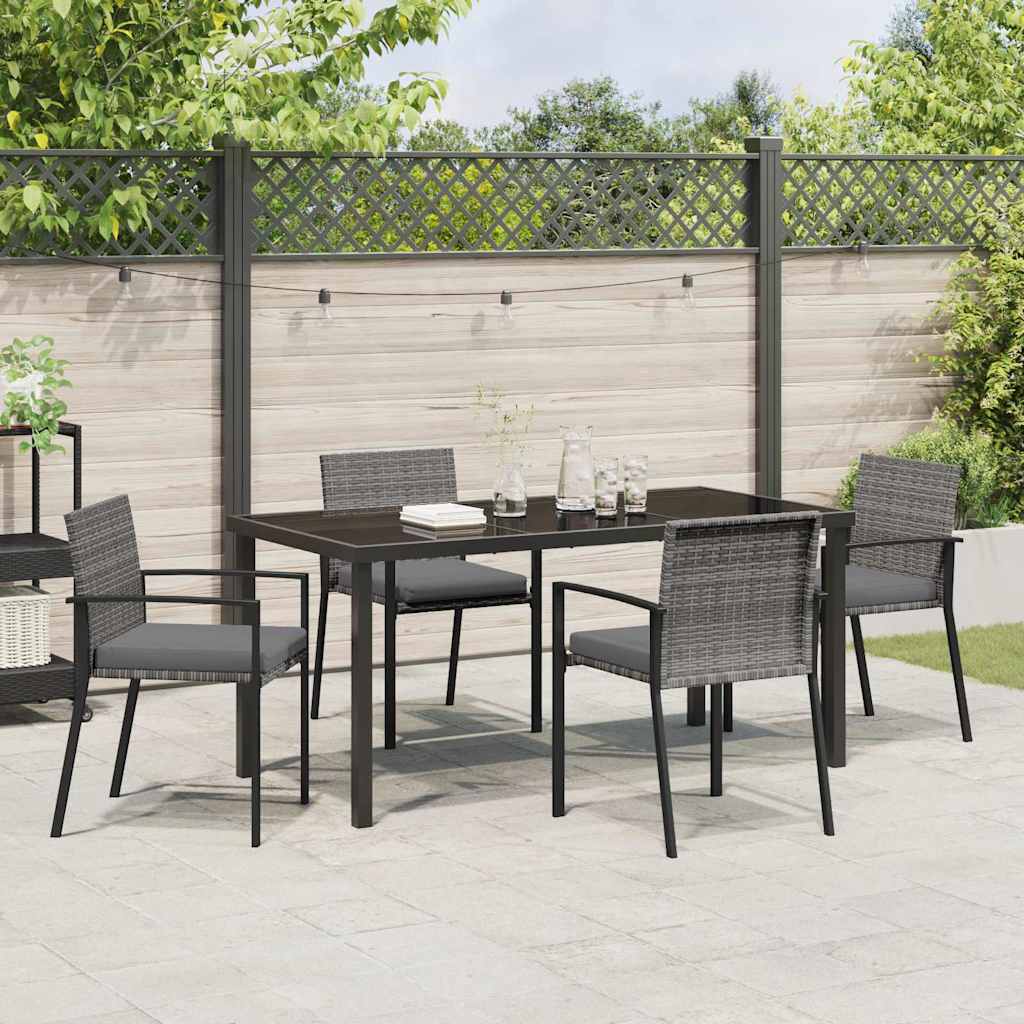 Hage Spisegruppe 5 pcs Grå Pulverlakkert stål