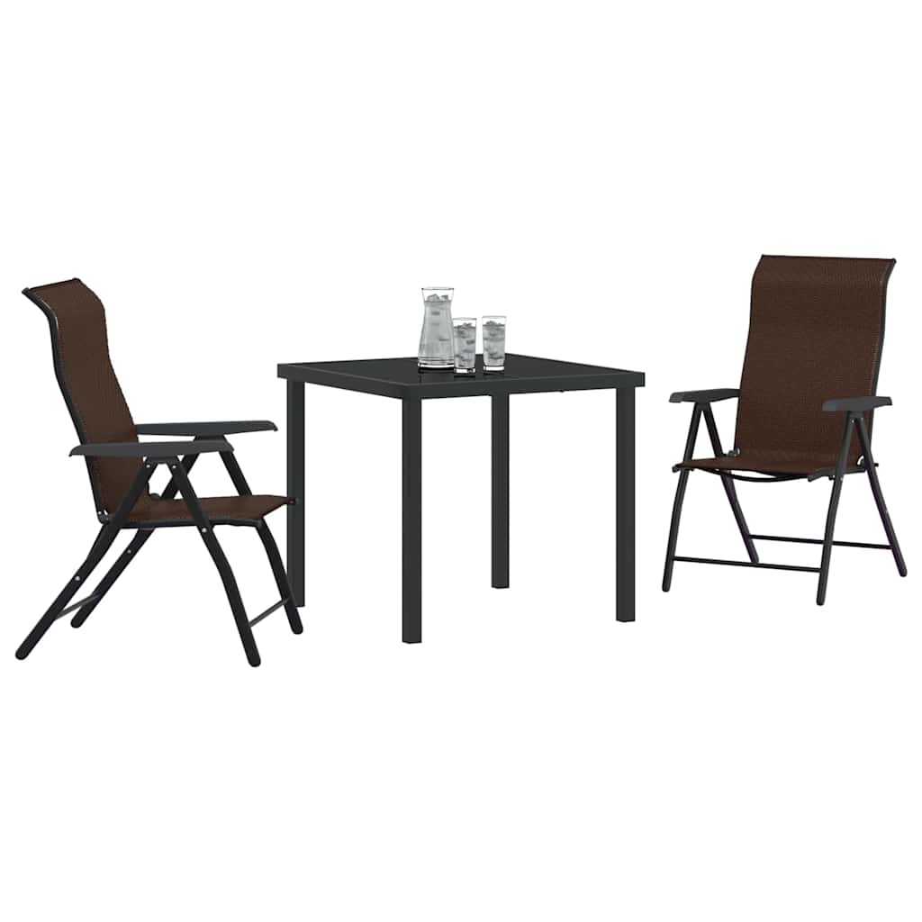 Hage Spisegruppe 3 pcs Brun Pulverlakkert stål