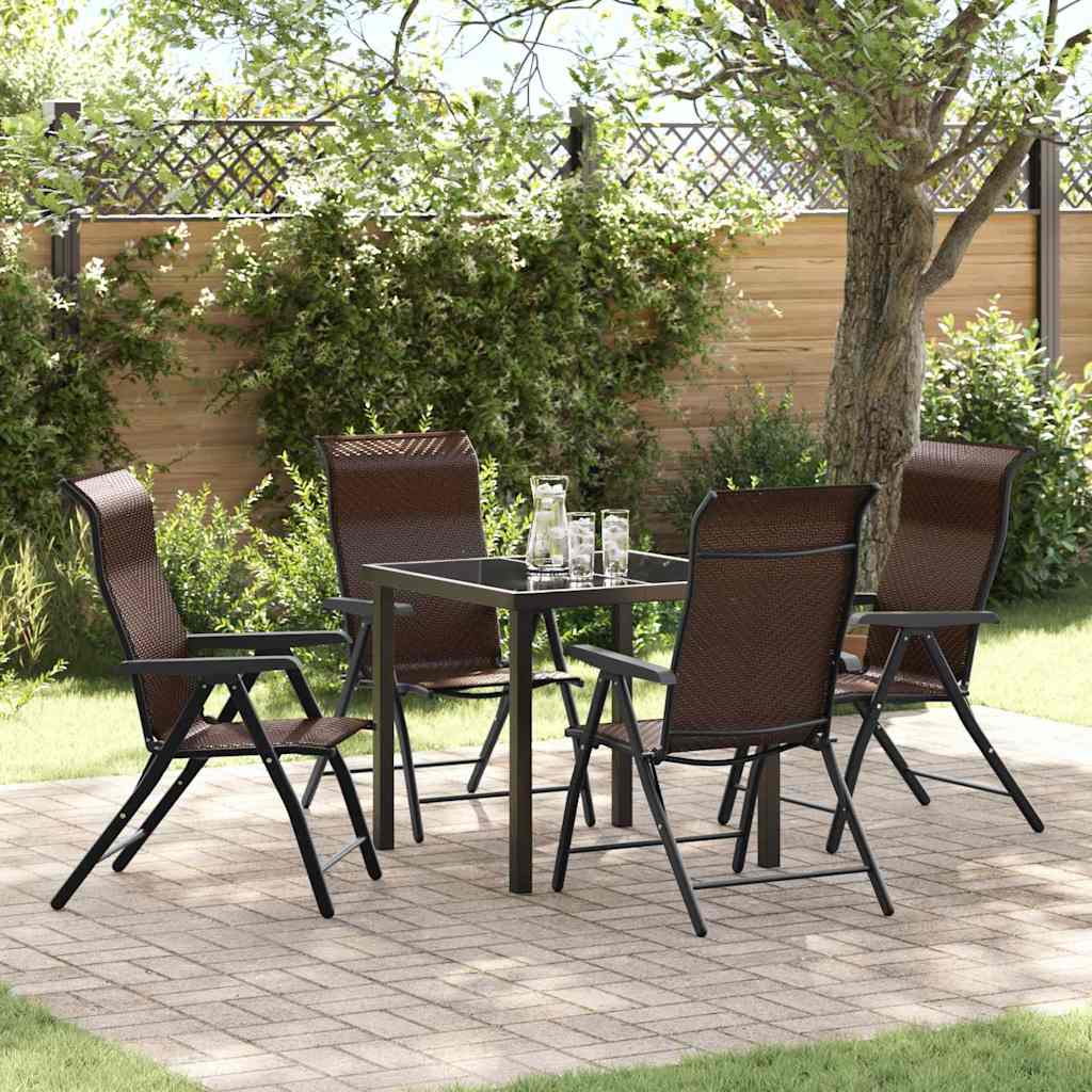 Hage Spisegruppe 5 pcs Brun Pulverlakkert stål