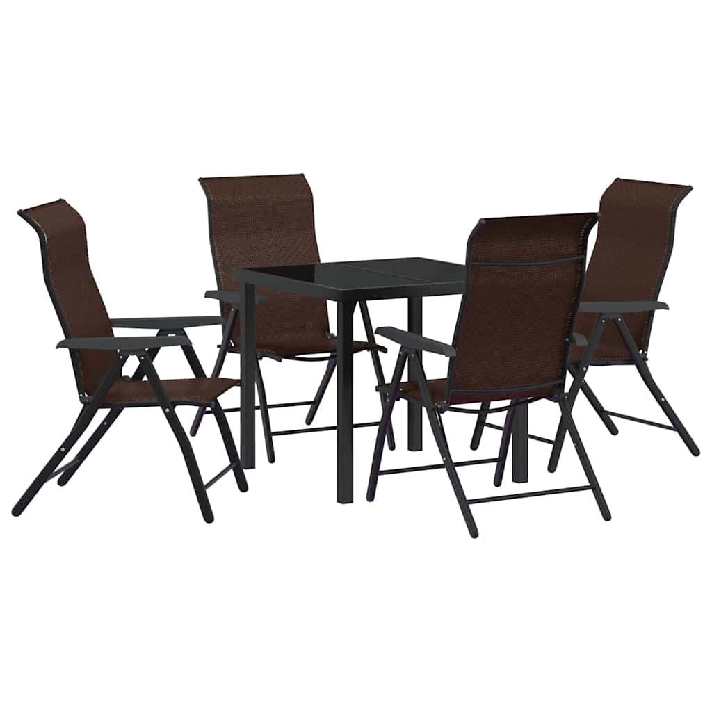 Hage Spisegruppe 5 pcs Brun Pulverlakkert stål