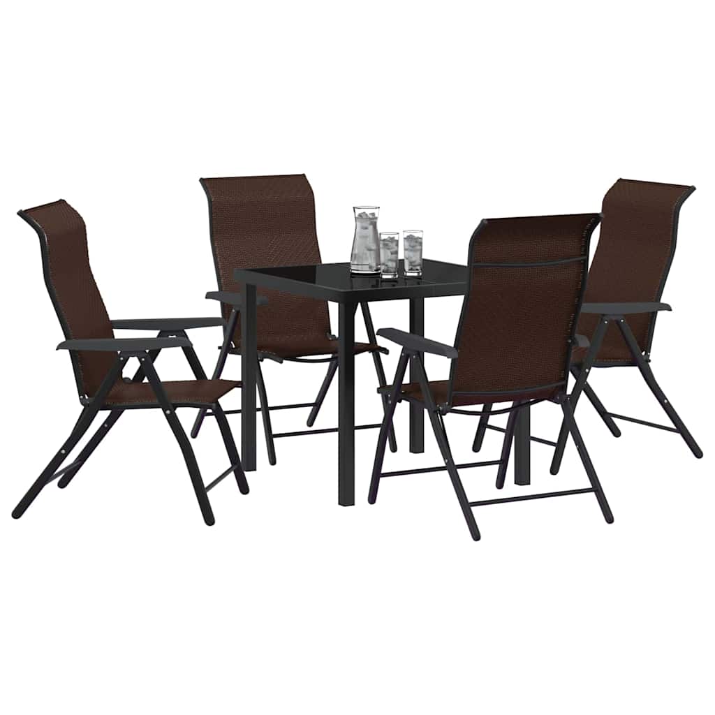 Hage Spisegruppe 5 pcs Brun Pulverlakkert stål