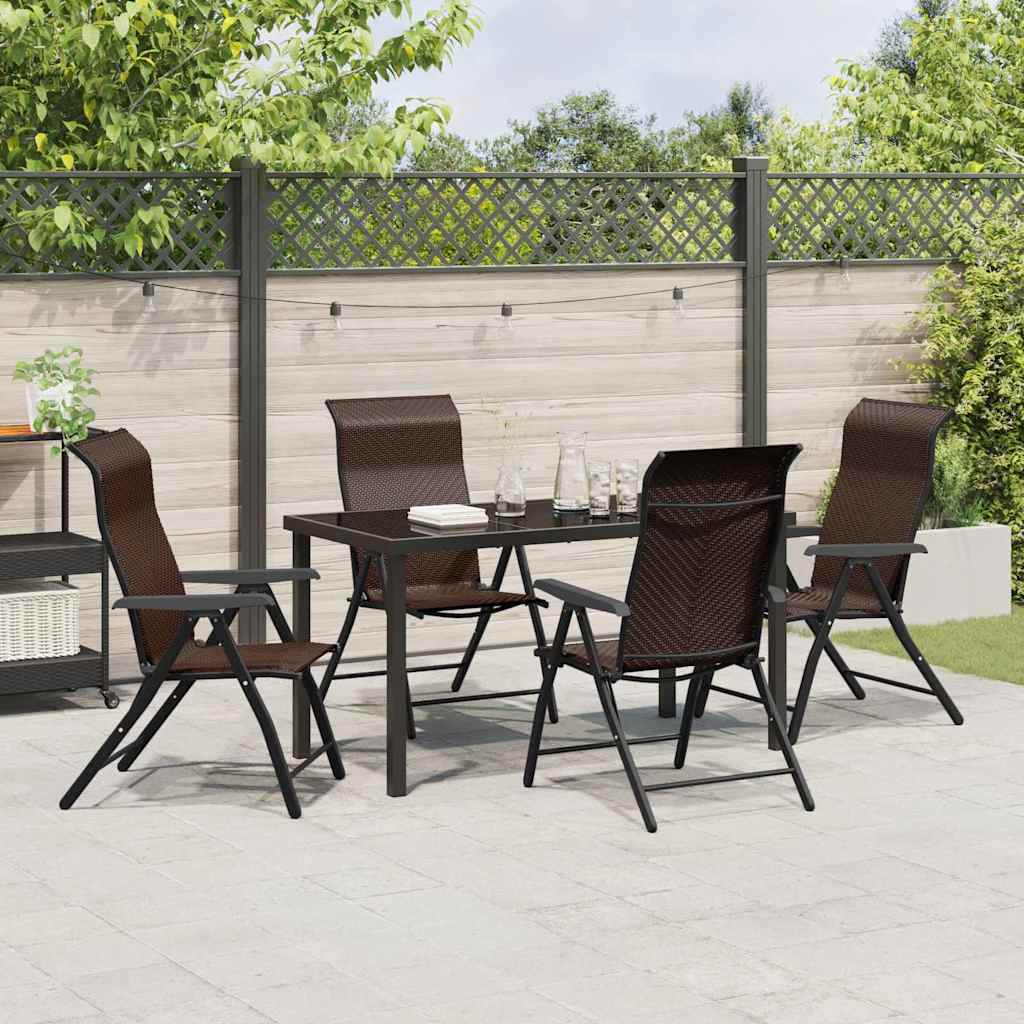 Hage Spisegruppe 5 pcs Brun Pulverlakkert stål
