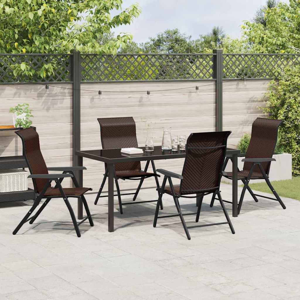 Hage Spisegruppe 5 pcs Brun Pulverlakkert stål
