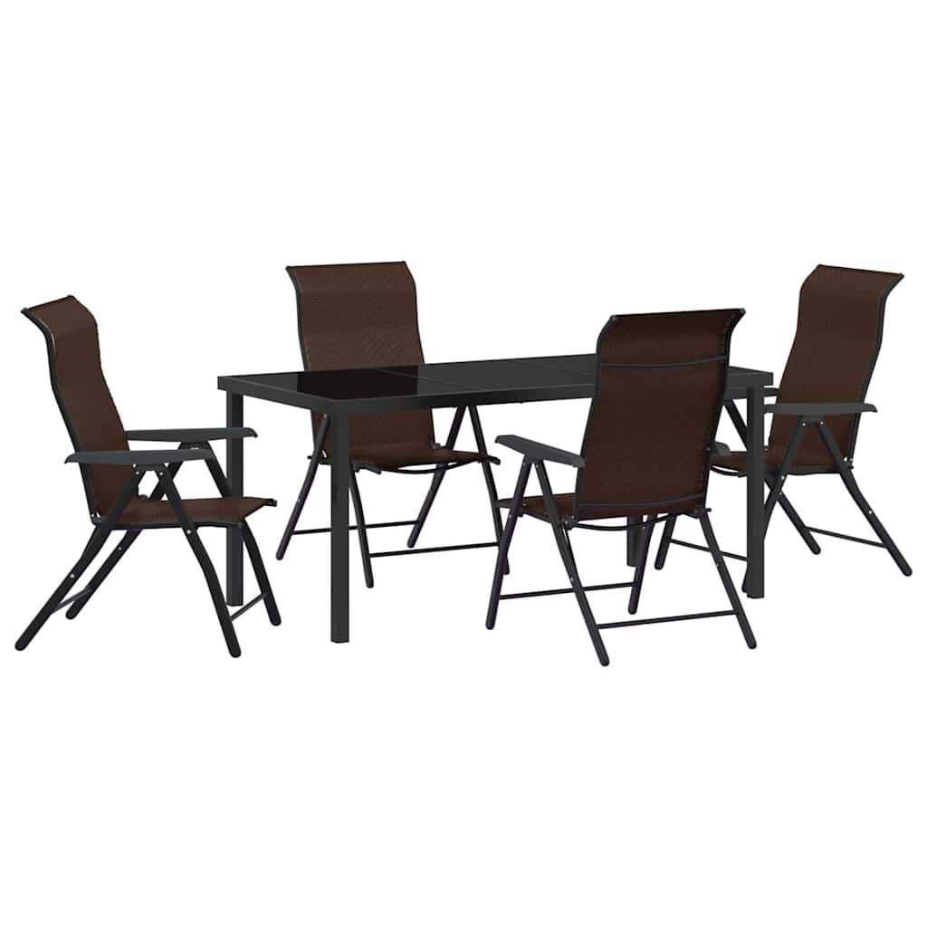 Hage Spisegruppe 5 pcs Brun Pulverlakkert stål