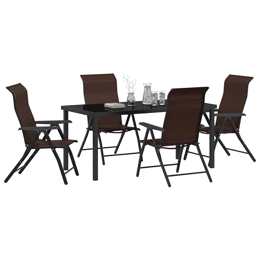 Hage Spisegruppe 5 pcs Brun Pulverlakkert stål