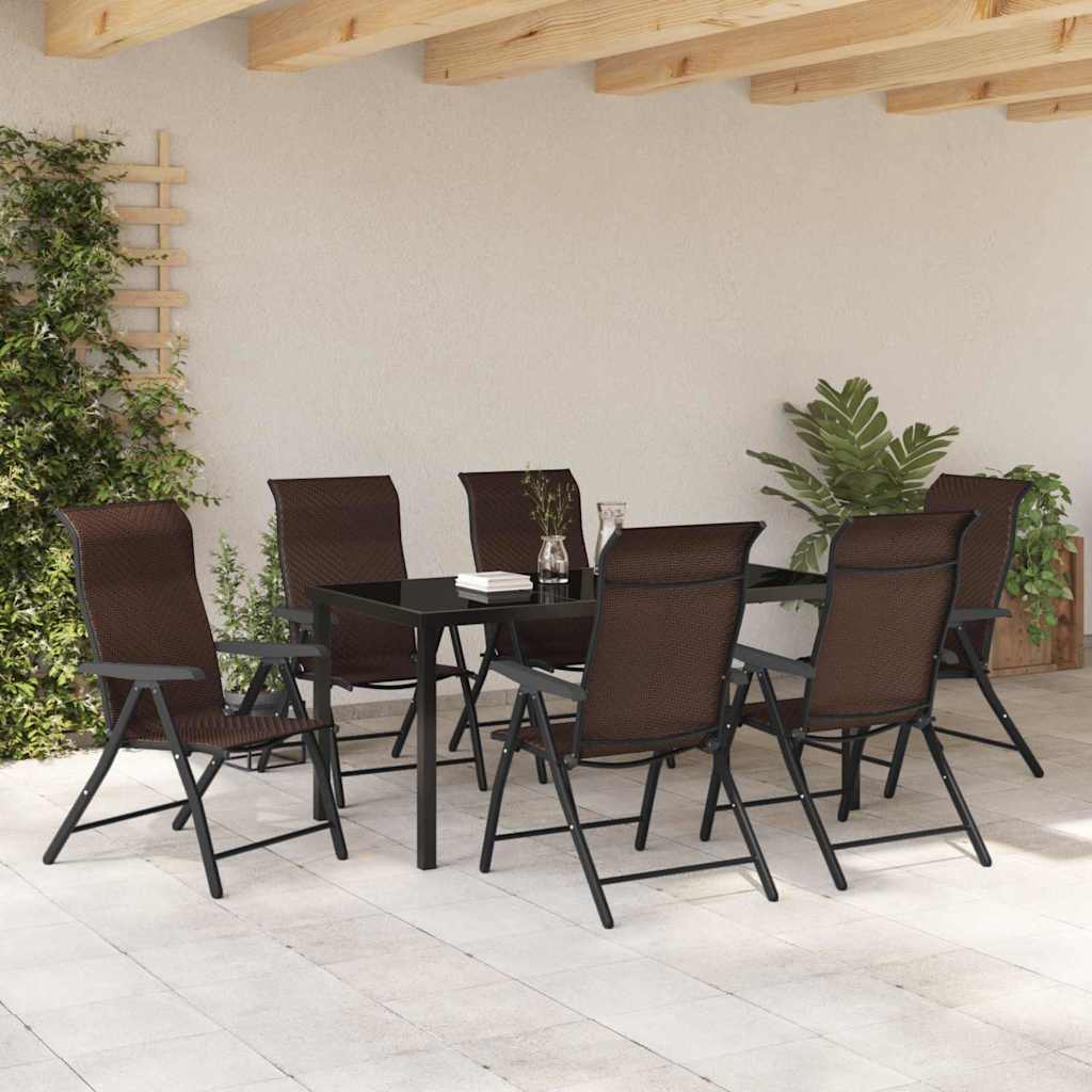 Hage Spisegruppe 7 pcs Brun Pulverlakkert stål