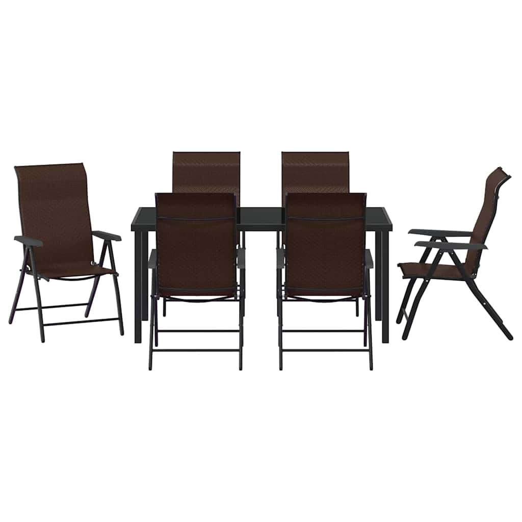 Hage Spisegruppe 7 pcs Brun Pulverlakkert stål