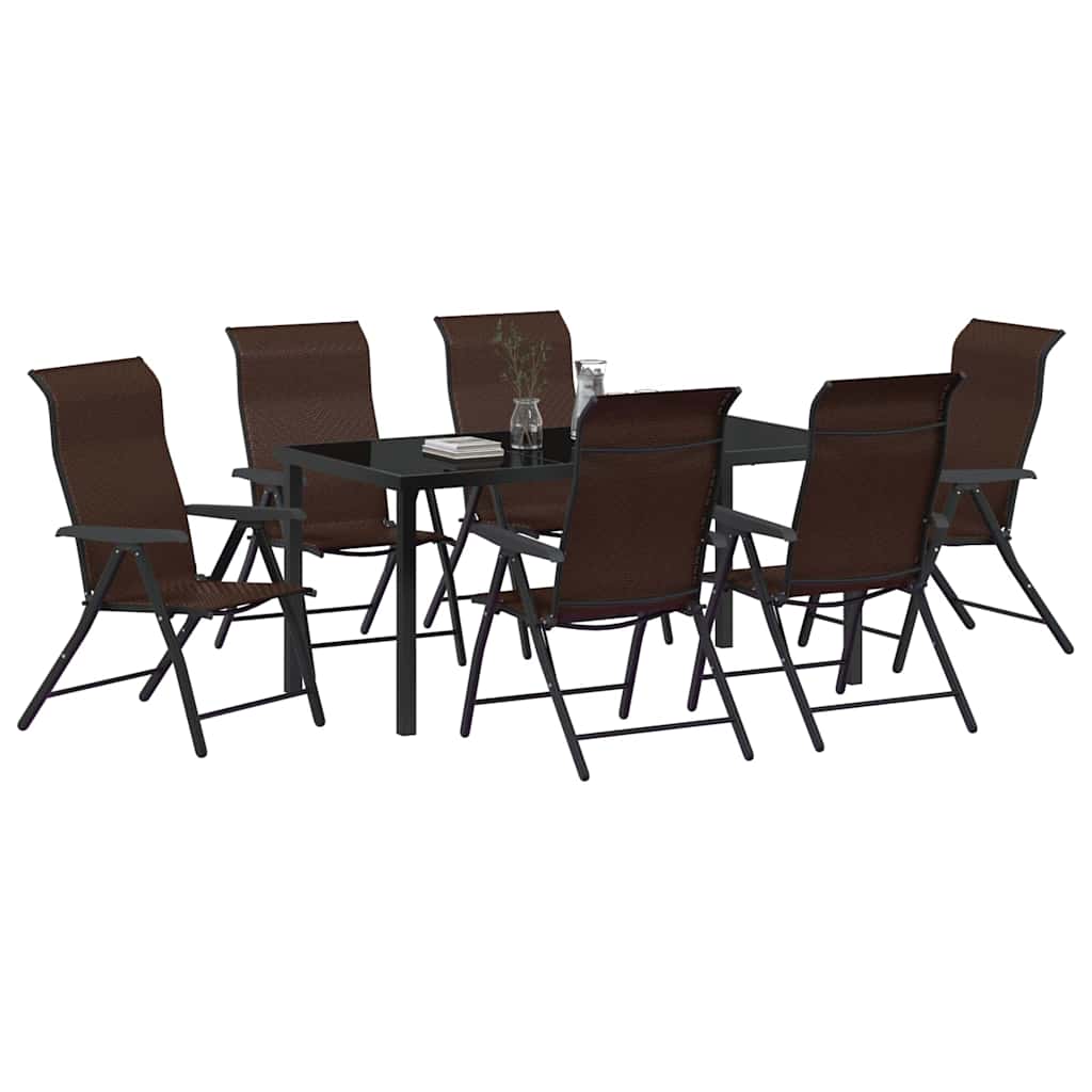 Hage Spisegruppe 7 pcs Brun Pulverlakkert stål