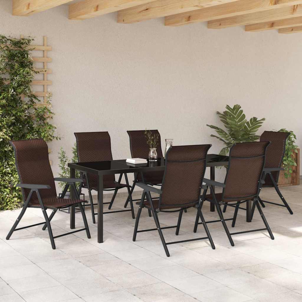 Hage Spisegruppe 7 pcs Brun Pulverlakkert stål
