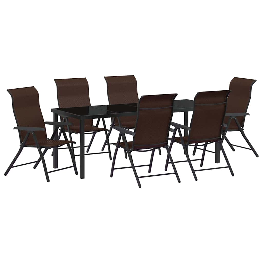 Hage Spisegruppe 7 pcs Brun Pulverlakkert stål