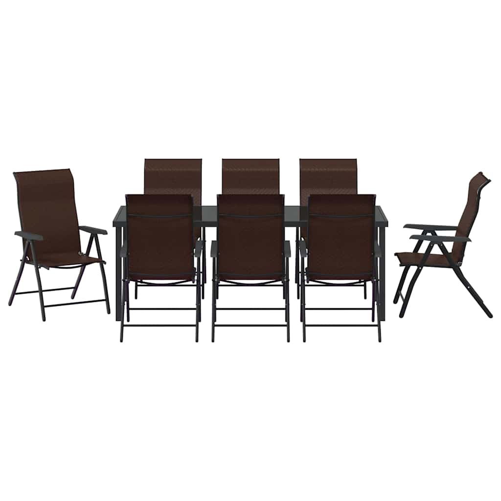 Hage Spisegruppe 9 pcs Brun Pulverlakkert stål