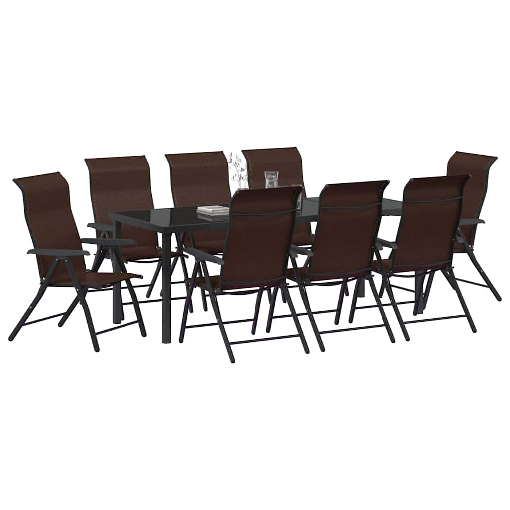 Hage Spisegruppe 9 pcs Brun Pulverlakkert stål
