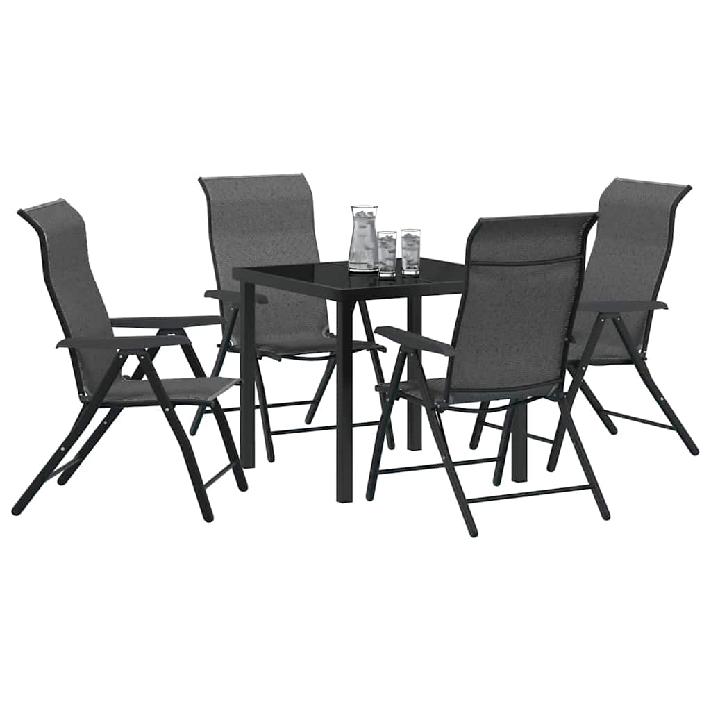 Hage Spisegruppe 5 pcs Grå Pulverlakkert stål