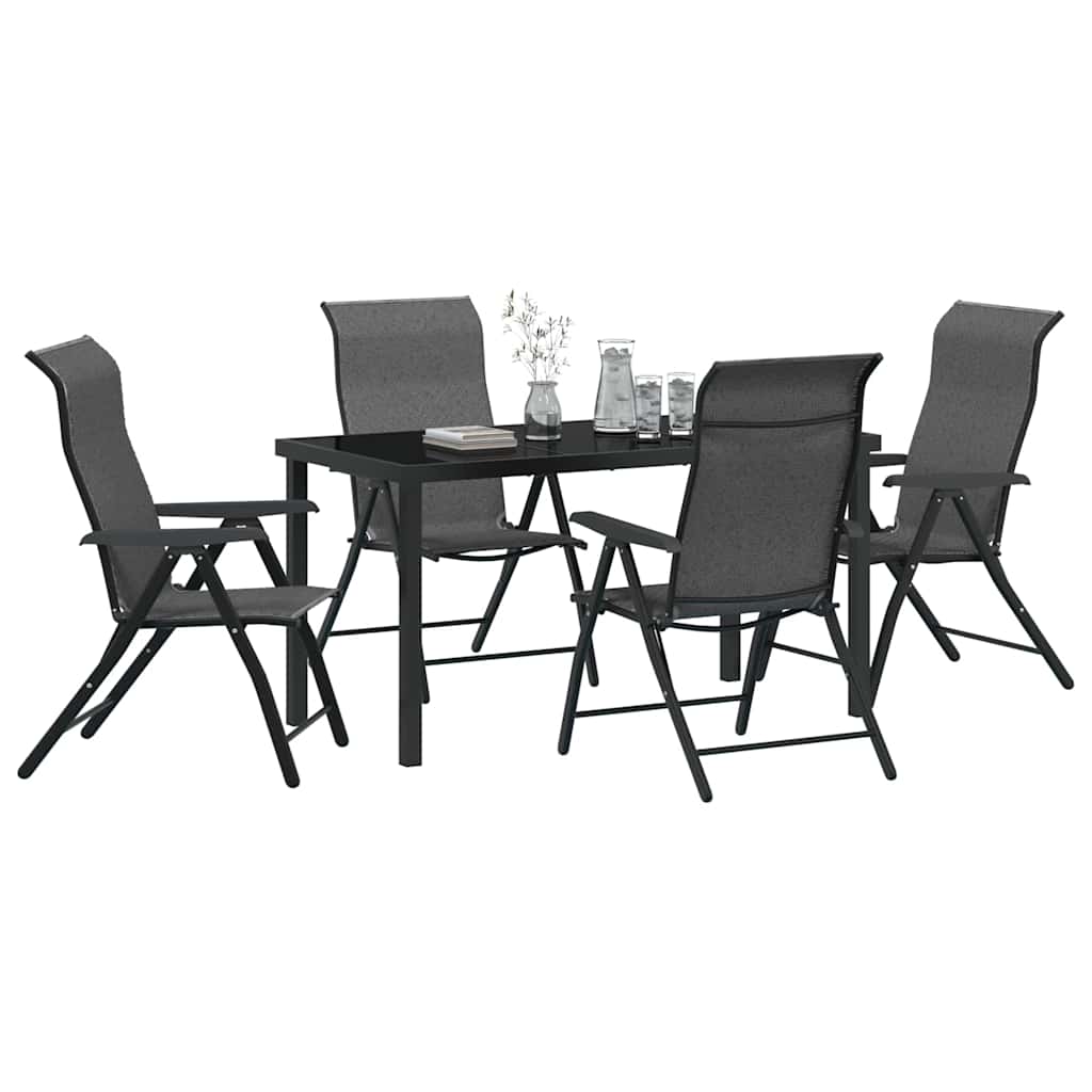 Hage Spisegruppe 5 pcs Grå Pulverlakkert stål