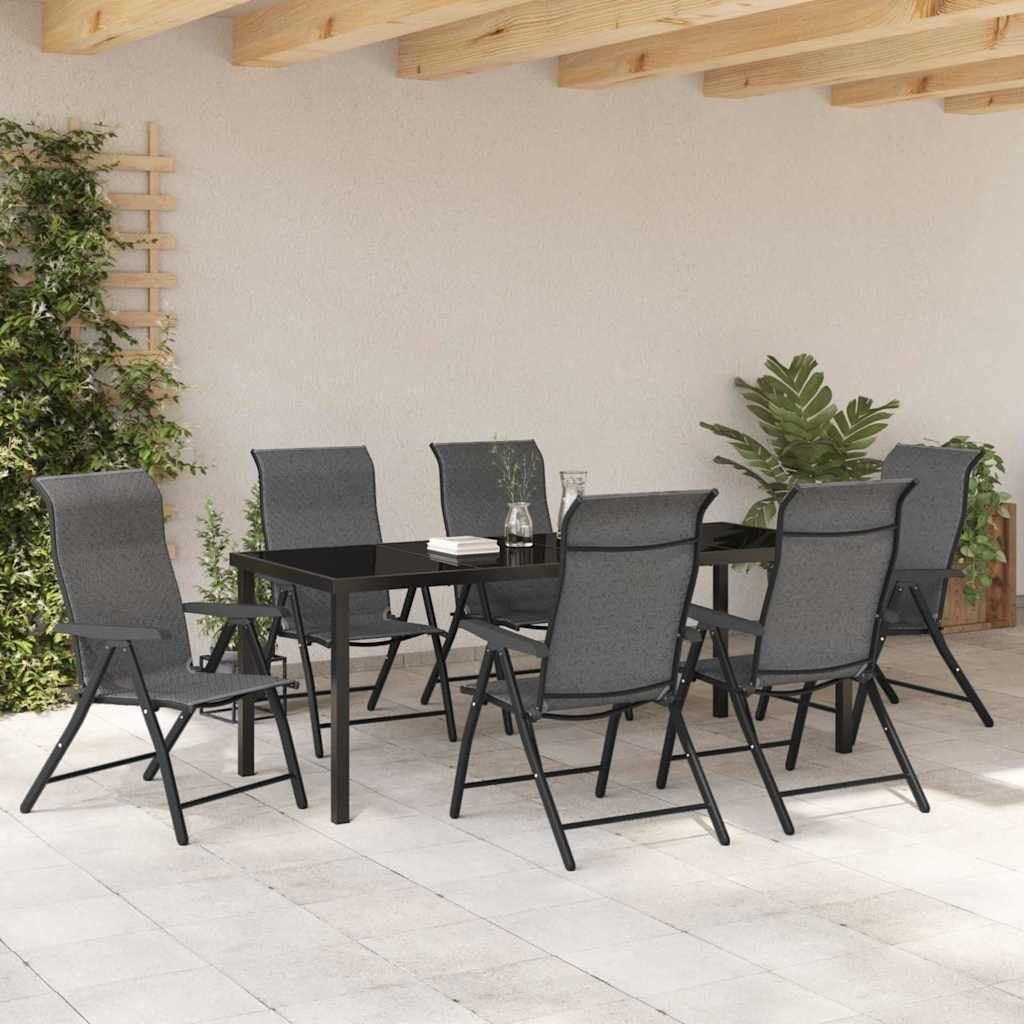 Hage Spisegruppe 7 pcs Grå Pulverlakkert stål