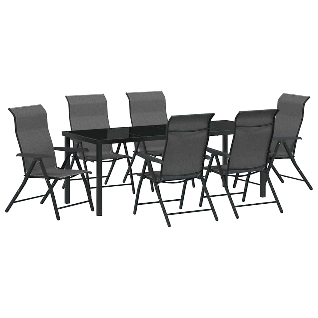 Hage Spisegruppe 7 pcs Grå Pulverlakkert stål