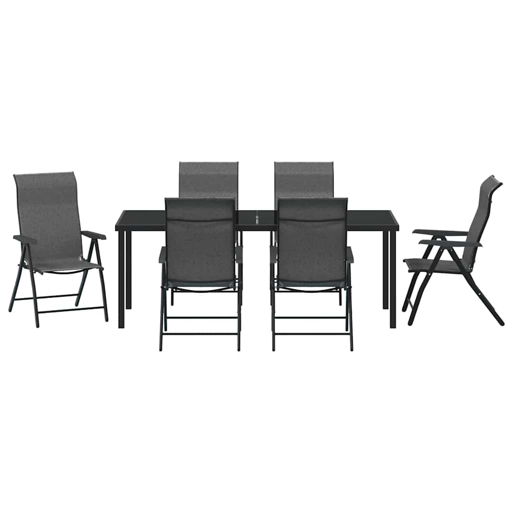 Hage Spisegruppe 7 pcs Grå Pulverlakkert stål