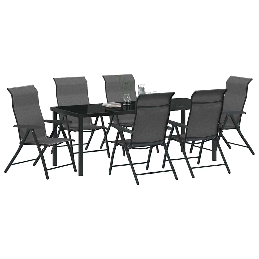 Hage Spisegruppe 7 pcs Grå Pulverlakkert stål