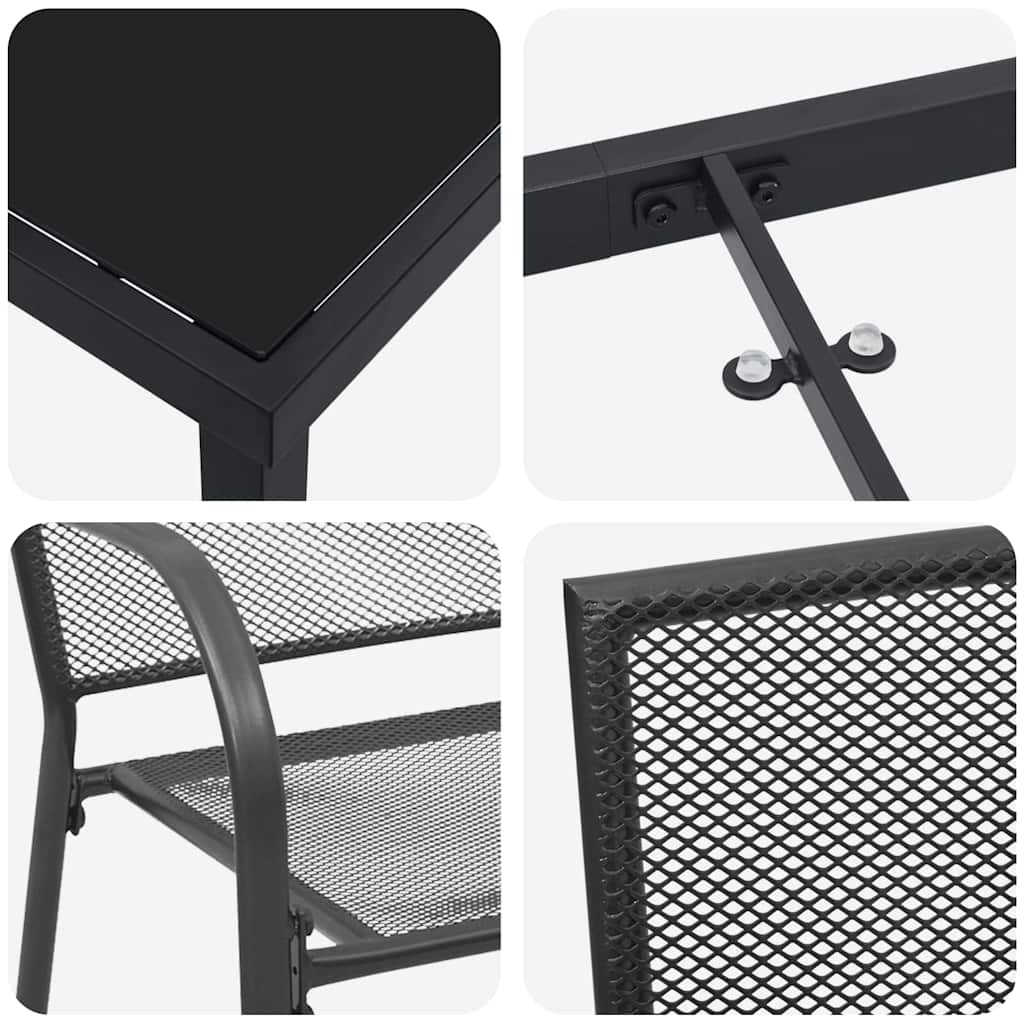 Hage Spisegruppe 7 pcs Antrasitt Pulverlakkert stål