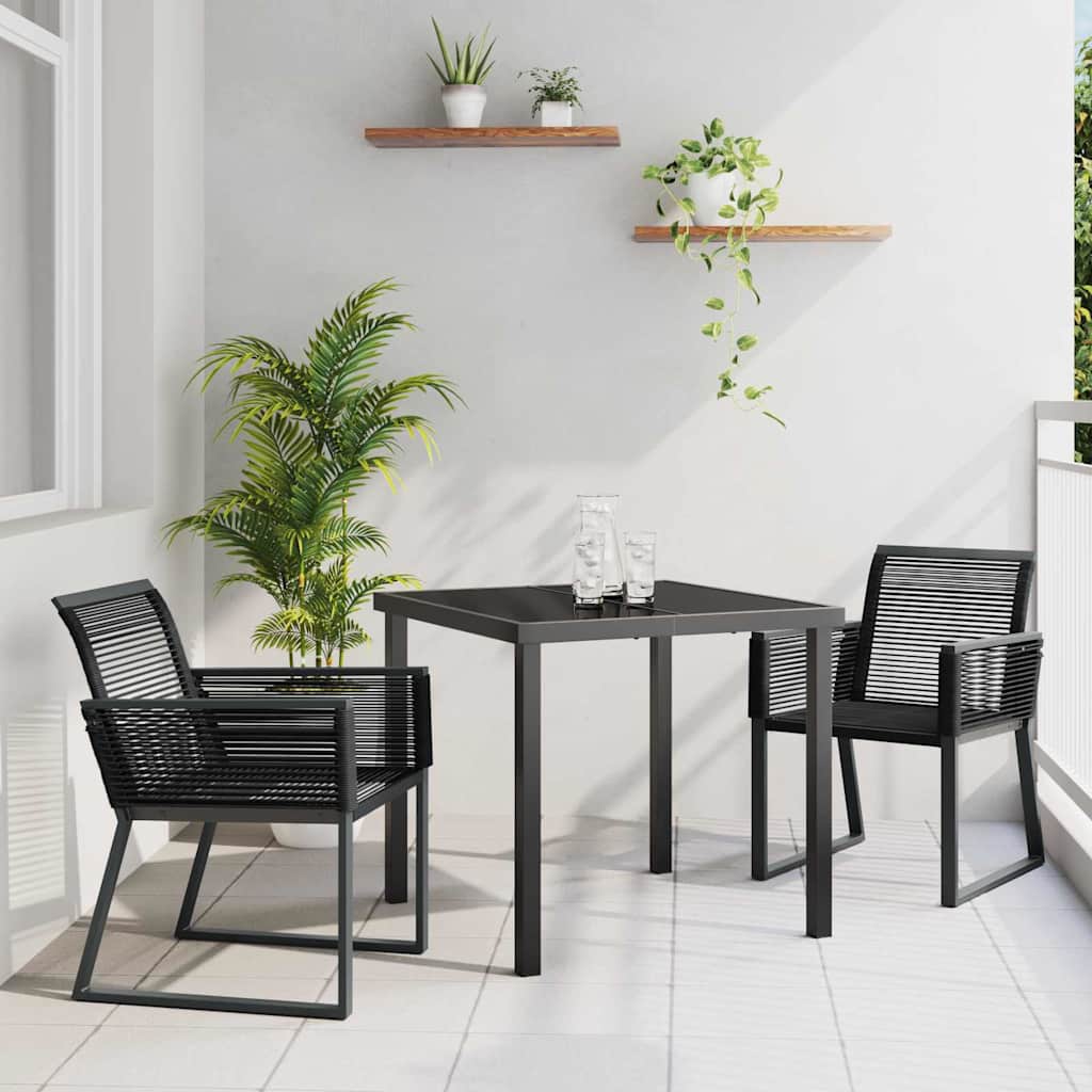 Hage Spisegruppe 3 pcs Svart Pulverlakkert stål