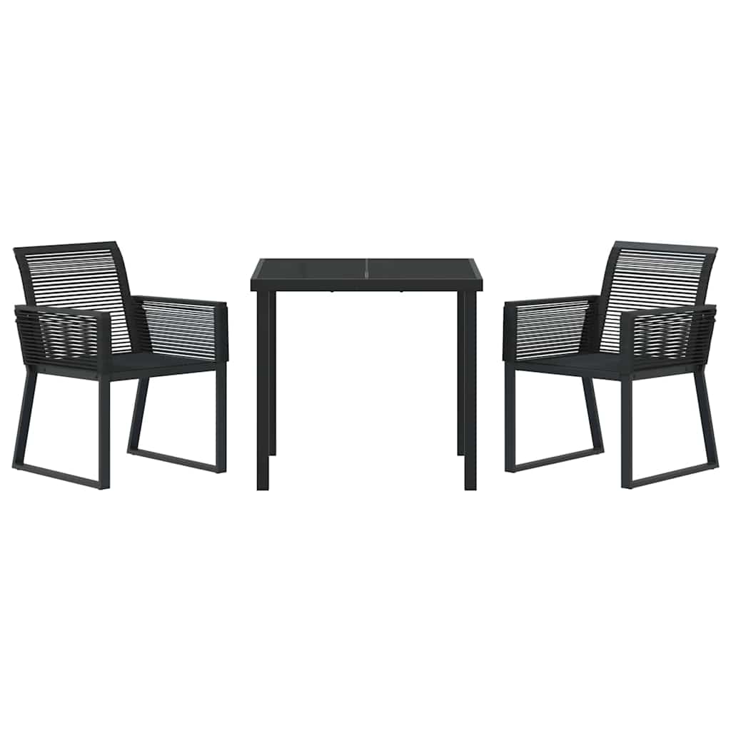 Hage Spisegruppe 3 pcs Svart Pulverlakkert stål