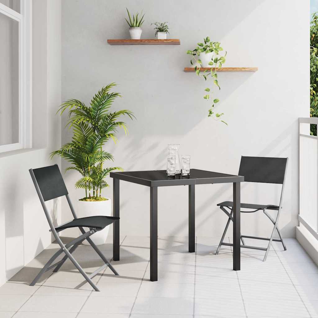 Hage Spisegruppe 3 pcs Svart Pulverlakkert stål