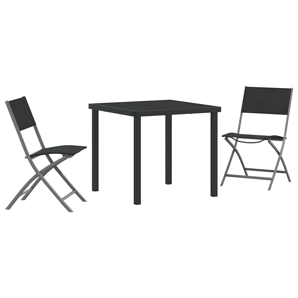 Hage Spisegruppe 3 pcs Svart Pulverlakkert stål