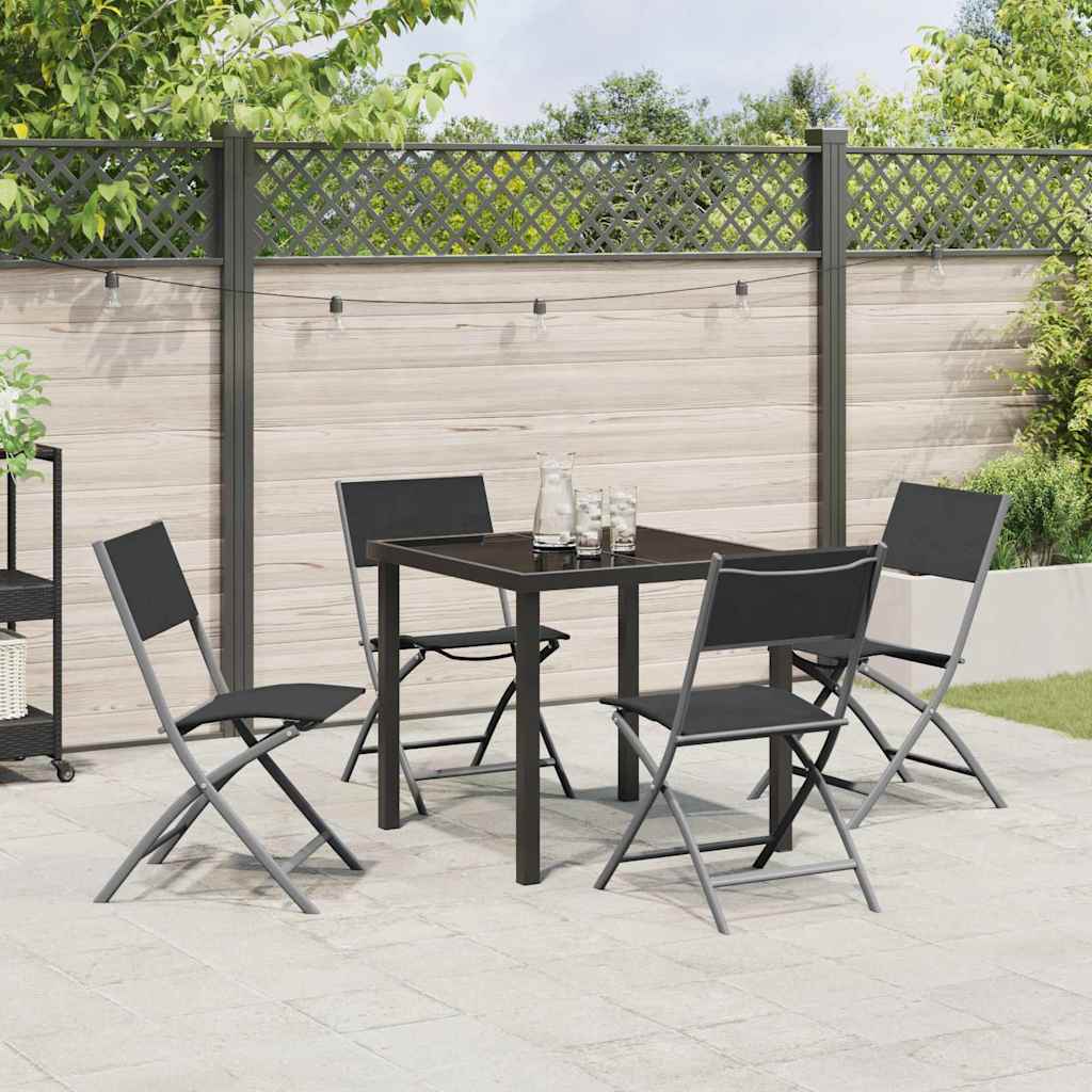 Hage Spisegruppe 5 pcs Svart Pulverlakkert stål