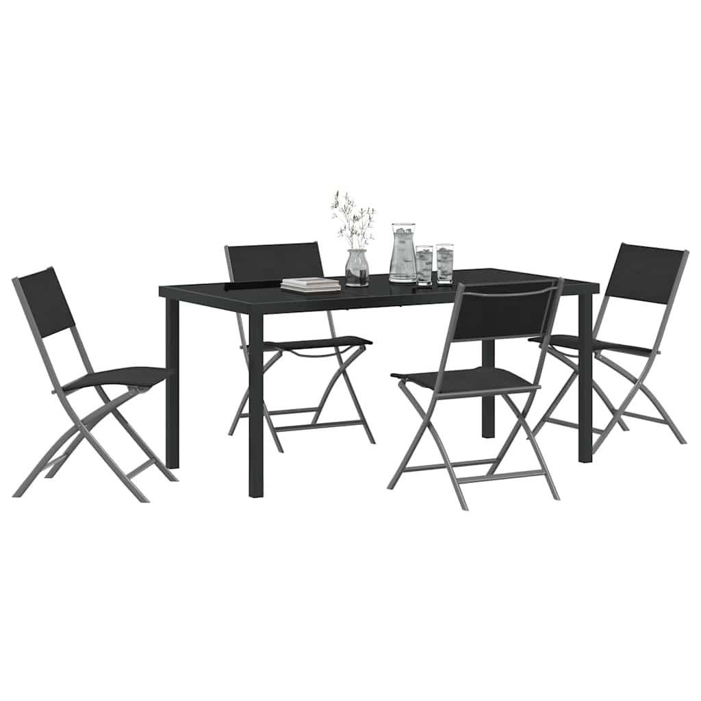 Hage Spisegruppe 5 pcs Svart Pulverlakkert stål