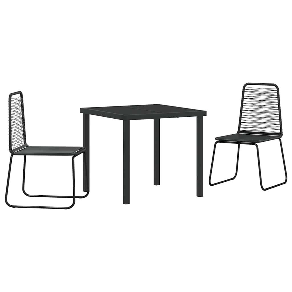 Hage Spisegruppe 3 pcs Svart Pulverlakkert stål