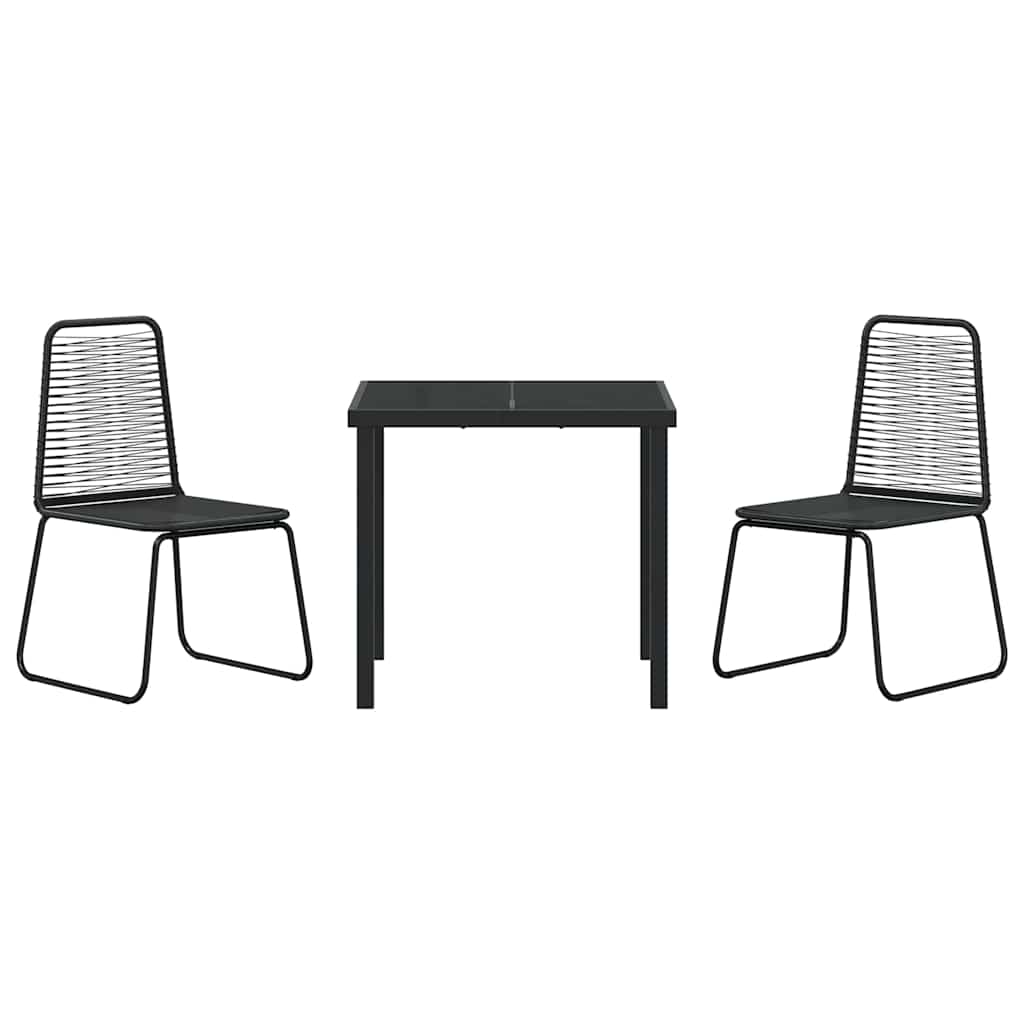 Hage Spisegruppe 3 pcs Svart Pulverlakkert stål