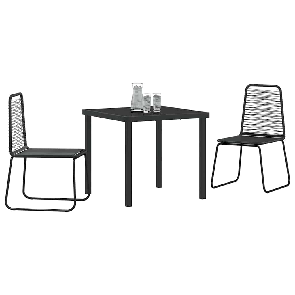 Hage Spisegruppe 3 pcs Svart Pulverlakkert stål