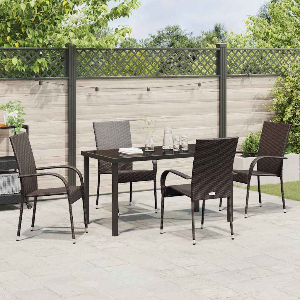 Hage Spisegruppe 5 pcs Brun Pulverlakkert stål