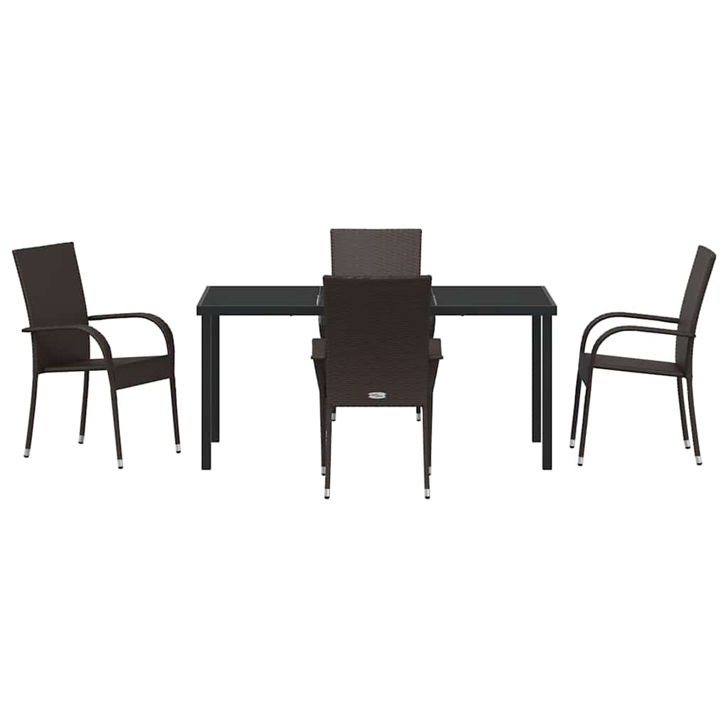 Hage Spisegruppe 5 pcs Brun Pulverlakkert stål