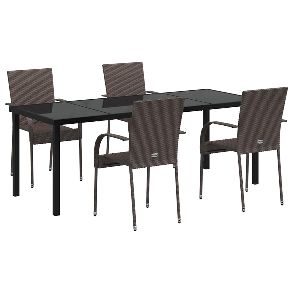 Hage Spisegruppe 5 pcs Brun Pulverlakkert stål