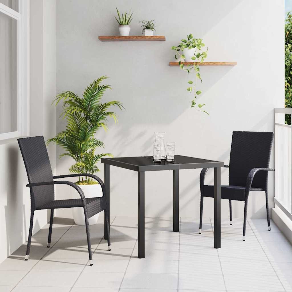 Hage Spisegruppe 3 pcs Svart Pulverlakkert stål
