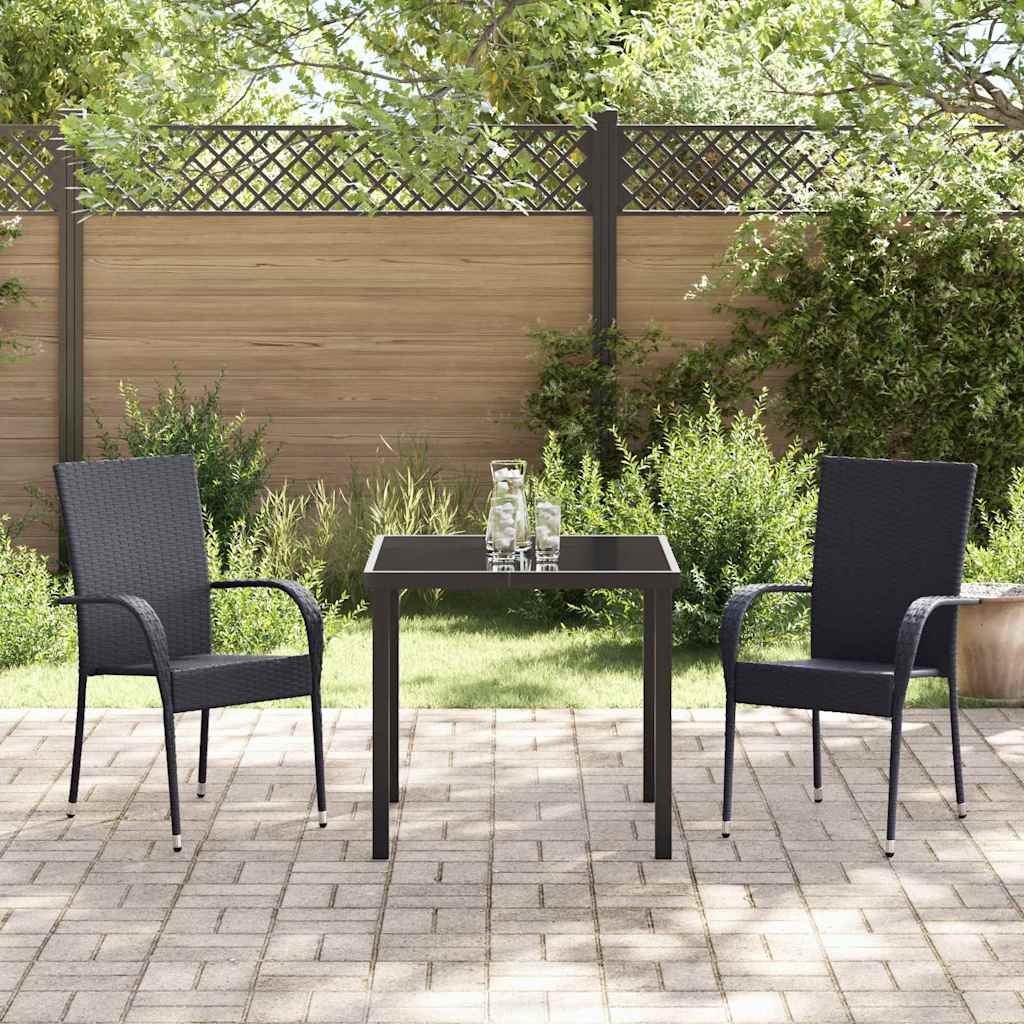 Hage Spisegruppe 3 pcs Svart Pulverlakkert stål
