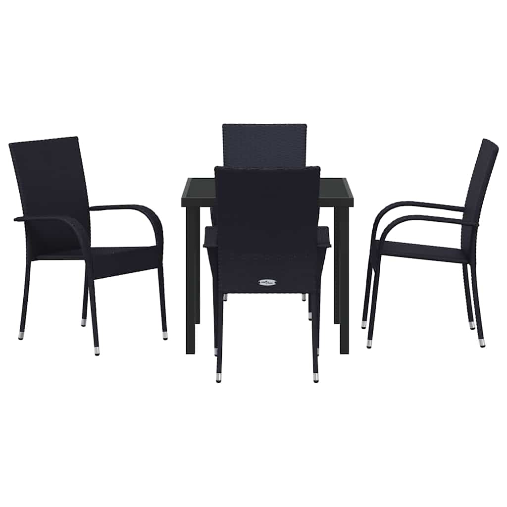 Hage Spisegruppe 5 pcs Svart Pulverlakkert stål