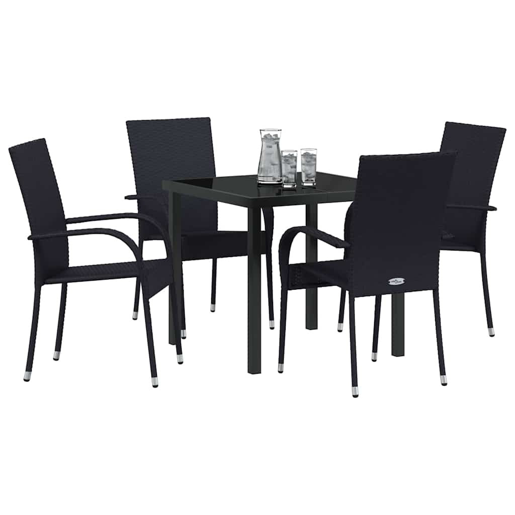 Hage Spisegruppe 5 pcs Svart Pulverlakkert stål
