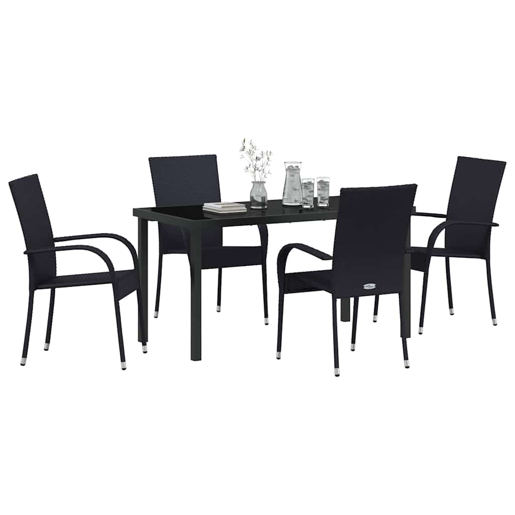 Hage Spisegruppe 5 pcs Svart Pulverlakkert stål