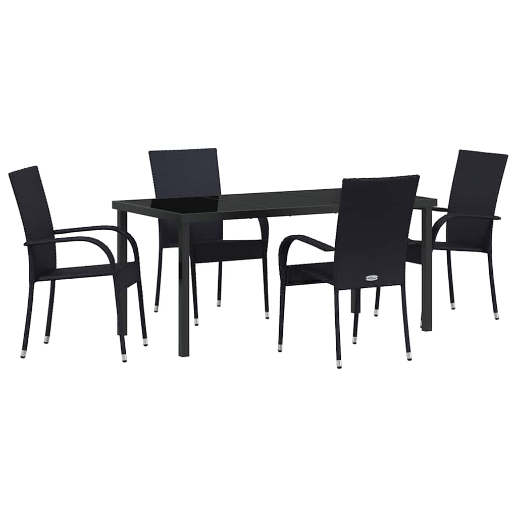 Hage Spisegruppe 5 pcs Svart Pulverlakkert stål