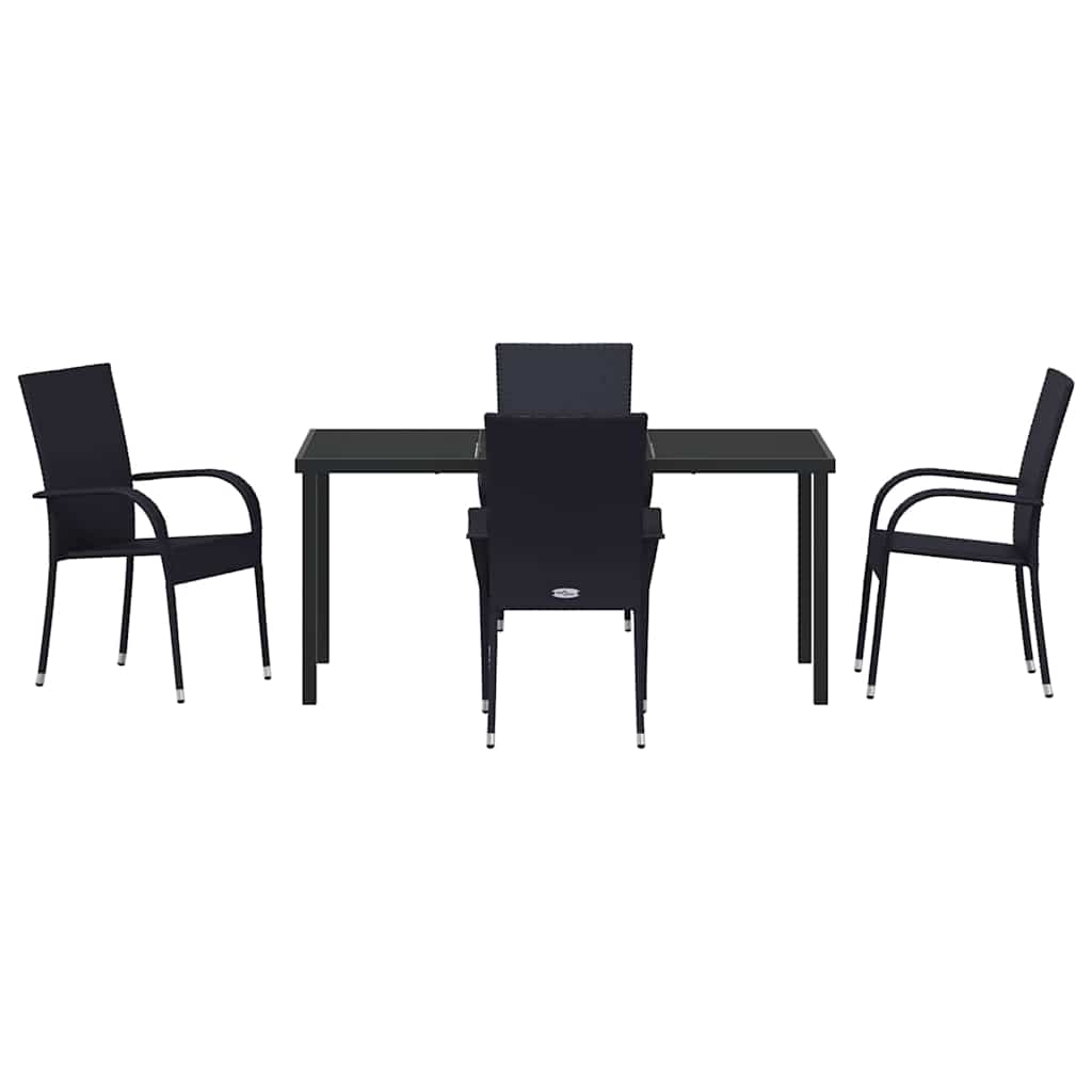 Hage Spisegruppe 5 pcs Svart Pulverlakkert stål