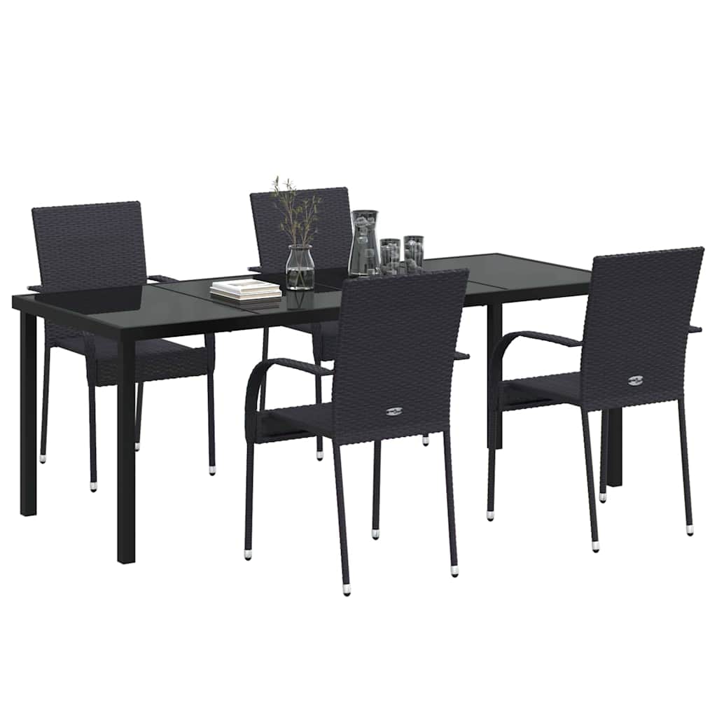 Hage Spisegruppe 5 pcs Svart Pulverlakkert stål
