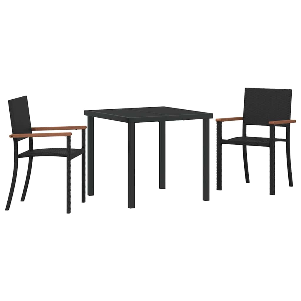 Hage Spisegruppe 3 pcs Svart Pulverlakkert stål