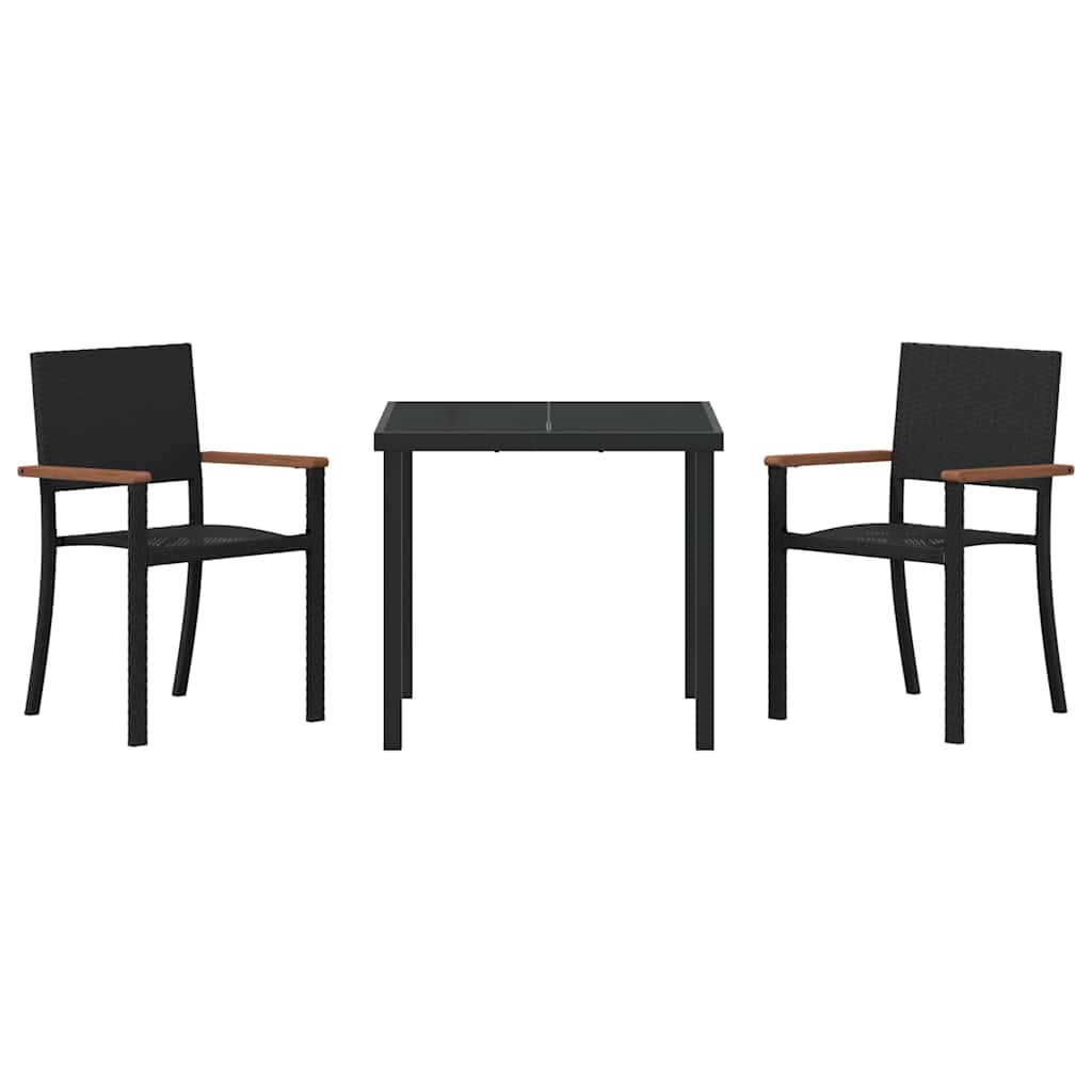 Hage Spisegruppe 3 pcs Svart Pulverlakkert stål