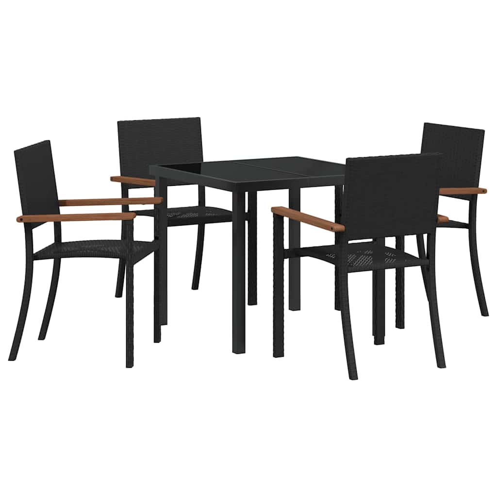 Hage Spisegruppe 5 pcs Svart Pulverlakkert stål