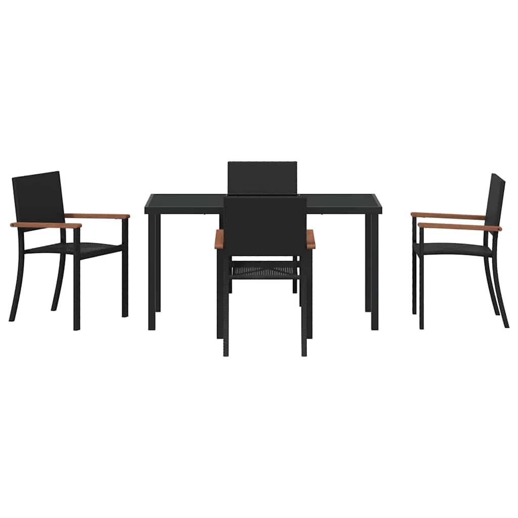 Hage Spisegruppe 5 pcs Svart Pulverlakkert stål